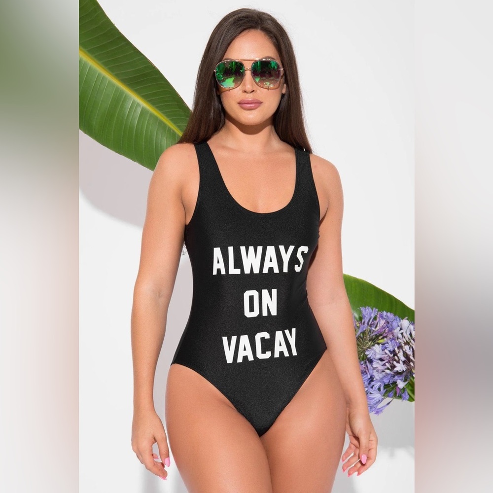 Always On Vacay One Piece Swimsuit in Black
